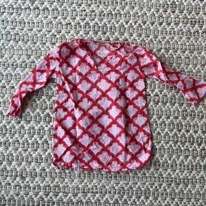 Roller Rabbit Red and White Floral Top